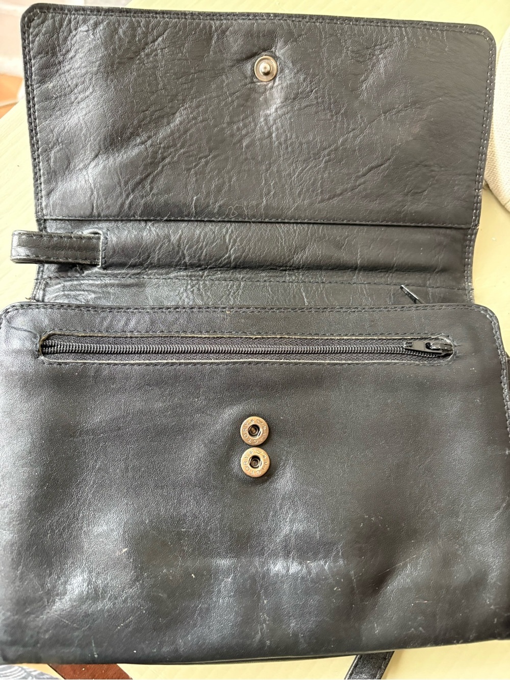 Derek Alexander Black Leather Crossbody Bag plaid lining - Picture 12 of 13